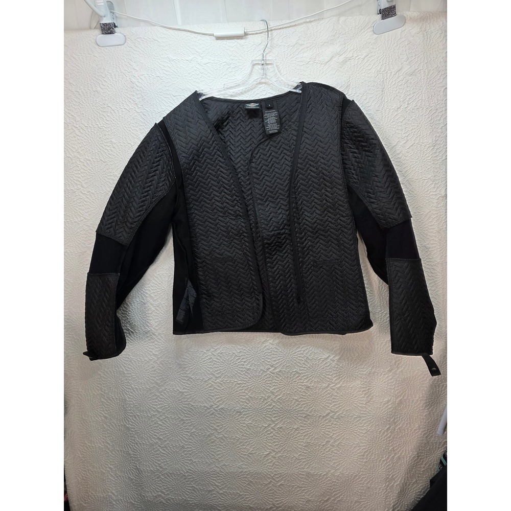 Harley-Davidson Quilted Liner Jacket Women L Black Herringbone Moto Good
